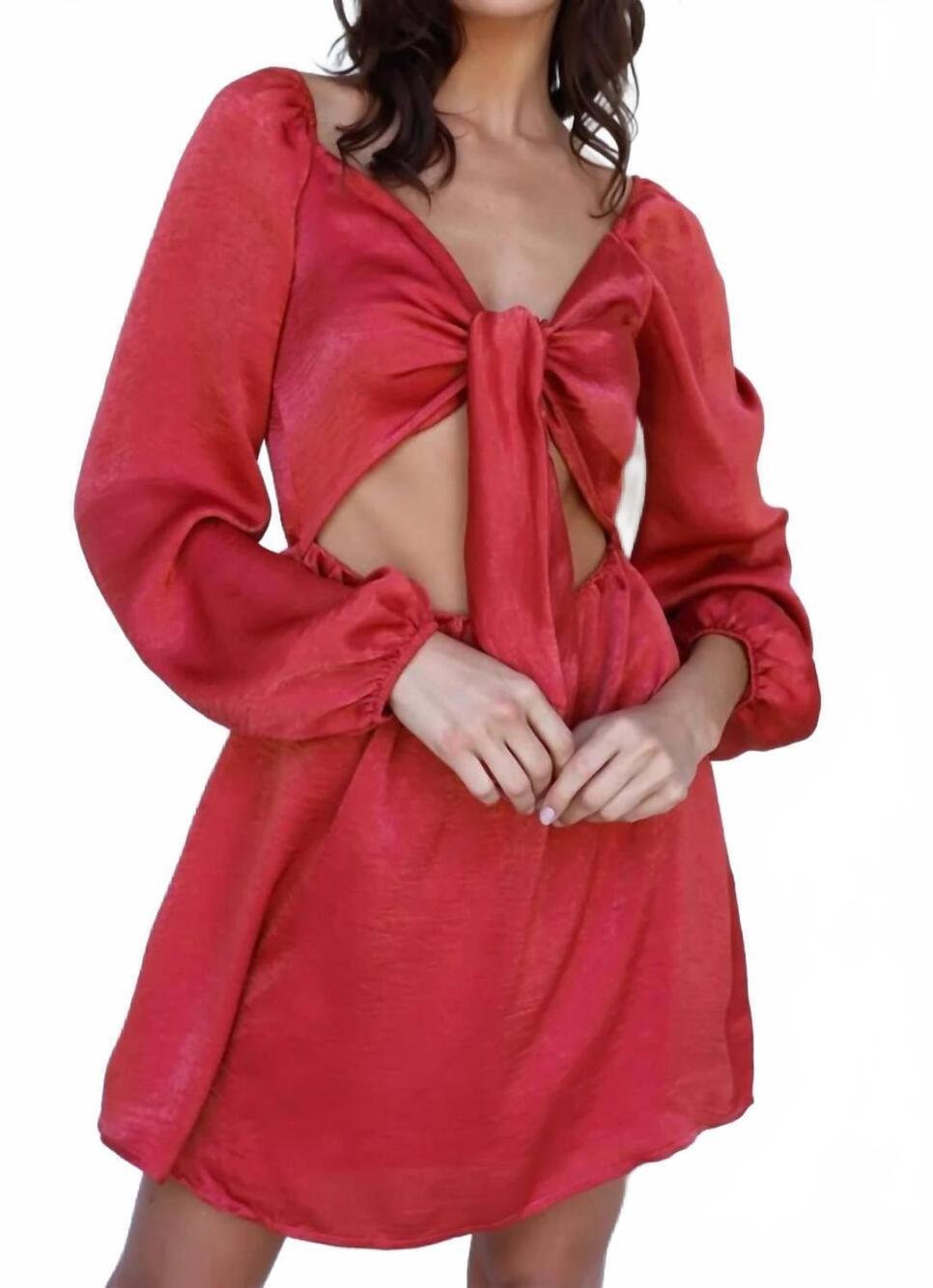 NEW TASHA APPAREL mini cut out dress in ruby red